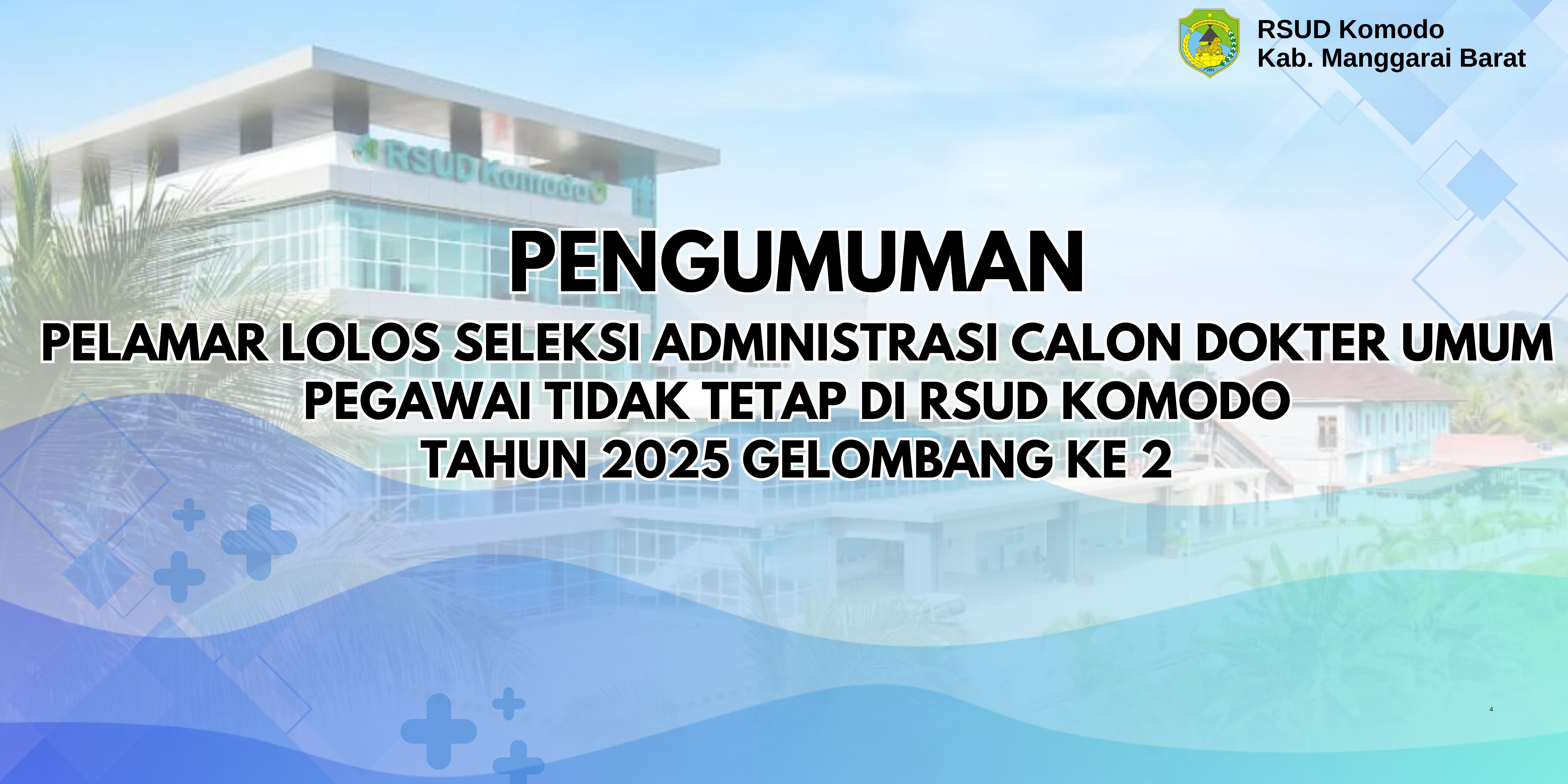 PENGUMUMAN PELAMAR LULUS SELEKSI ADMINISTRASI CALON DOKTER UMUM PTT